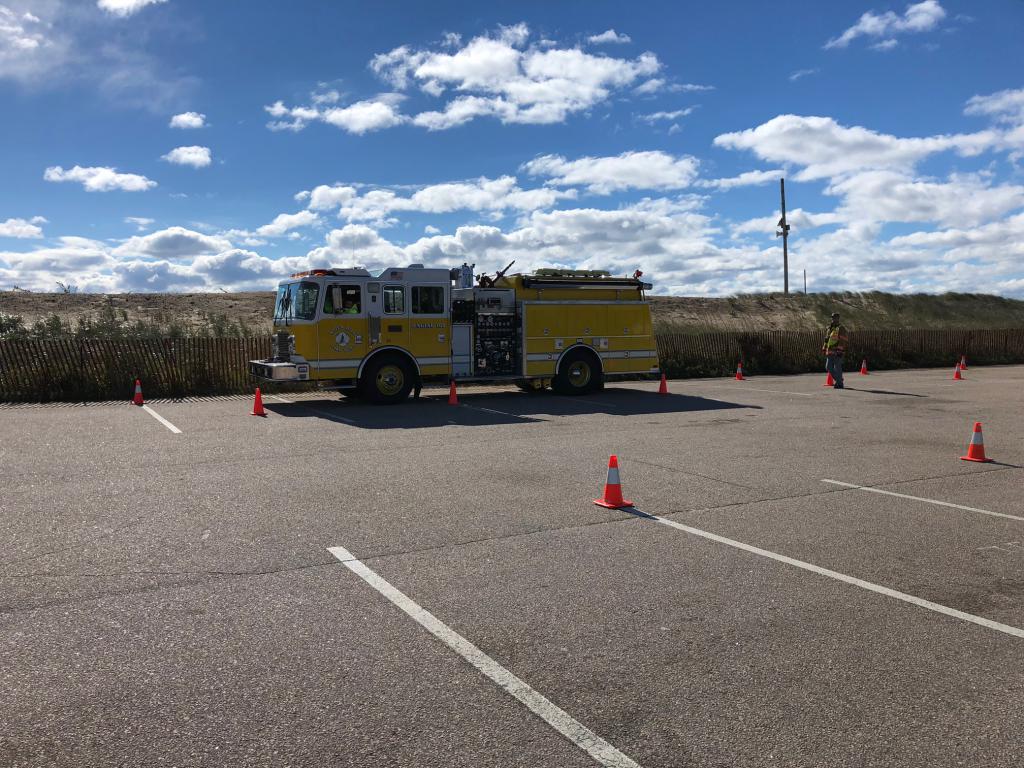 WHFD Engine 102 at the Southern League's EVOC class at Misquamicut State Beach in October of 2018