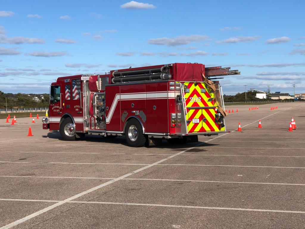 Misquamicut Engine 202 at the Southern League's EVOC class at Misquamicut State Beach in October of 2018