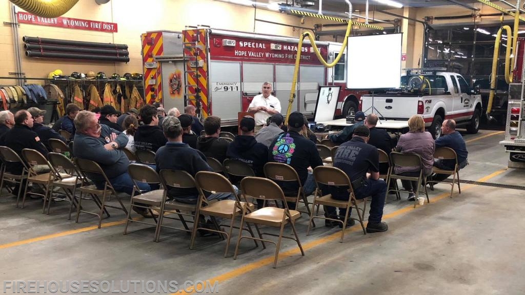 Vito Buonamo of Northeast Solar explains solar field fire dangers during a April 2019 class at Hope Valley Fire